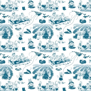 Spring Cat Family Toile Traditions - Small