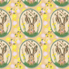 Easter Garden Party - March Hares Yellow/Emerald Green