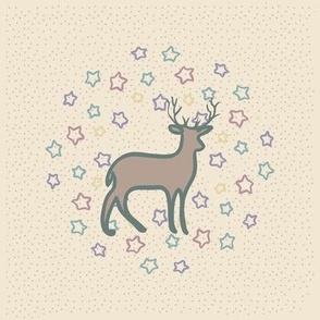 8-inch Block, Deer Neutral Embroidery Template or Cheater Quilt Block