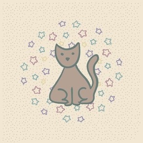 8-inch, Pet Cat Neutral Embroidery Template or Cheater Quilt Block