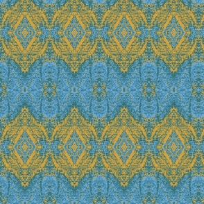 Damask, color blue and yellow