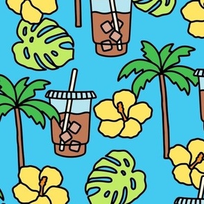 Tropical Iced Coffee on Blue (Large Scale) 