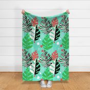 Tropical Isle Abstract on Teal - XL