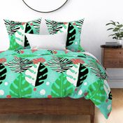 Tropical Isle Abstract on Teal - XL