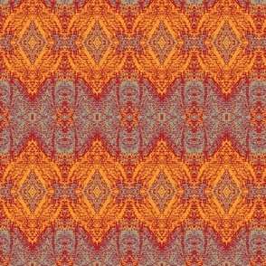 Abstract Damask, red, gold