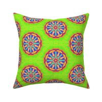  Boho Star Circles on Textured Lime Green