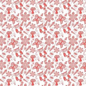Folkart Forest Pattern in Coral
