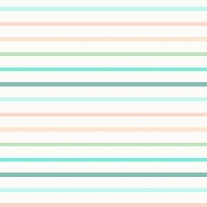 Pink Sage Green and Teal Stripes on Cream