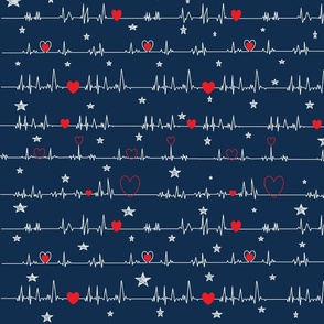 EKG WITH STARs blue red white