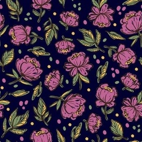 Mysterious Floral on Dark Blue
