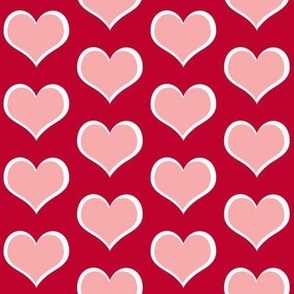 Hearts  red, pink and white 1.75 inch