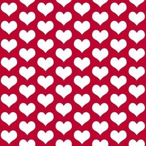Hearts  red and white 1 inch