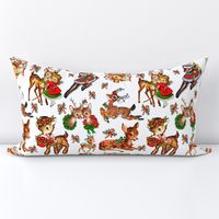 Vintage, Deer, Christmas holidays, on white