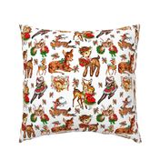 Vintage, Deer, Christmas holidays, on white