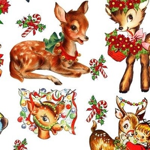 Vintage, Deer, Christmas holidays, on white