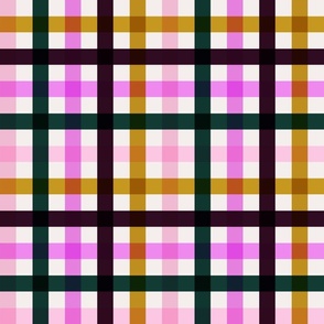 Gingham checkered pink, green, plum, mustard