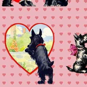 Scottie Dog, Valentines, vintage , 12" repeat