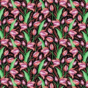Tulip Mania- Petal Solids Coordinates- In Bloom- Midnight- Black- Regular Scale