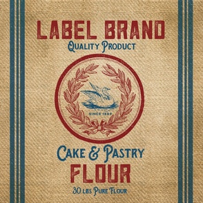 Label Brand flour Sack Burlap 25x25