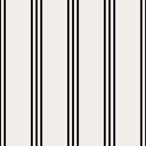 The Simple minimalist series - vertical tartan stripes boho style modern minimal strokes in pairs of three black on ivory 