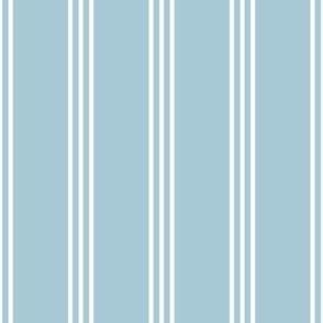 The Simple minimalist series - vertical tartan stripes boho style modern minimal strokes in pairs of three white on baby blue 