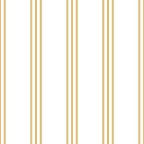 The Simple minimalist series - vertical tartan stripes boho style modern minimal strokes in pairs of three Scandinavian nursery mustard yellow on white 