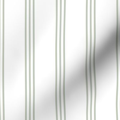 The Simple minimalist series - vertical tartan stripes boho style modern minimal strokes in pairs of three Scandinavian nursery sage green on white 