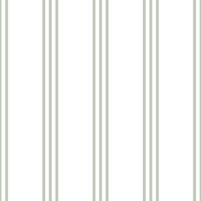 The Simple minimalist series - vertical tartan stripes boho style modern minimal strokes in pairs of three Scandinavian nursery sage green on white 