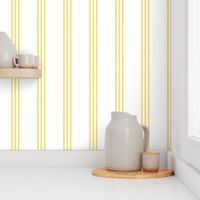The Simple minimalist series - vertical tartan stripes boho style modern minimal strokes in pairs of three Scandinavian nursery yellow summer on white 
