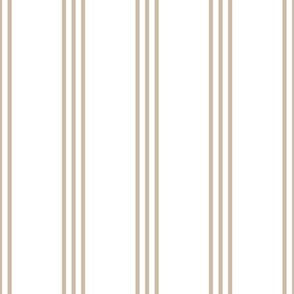 The Simple minimalist series - vertical tartan stripes boho style modern minimal strokes in pairs of three Scandinavian nursery camel beige latte on white 