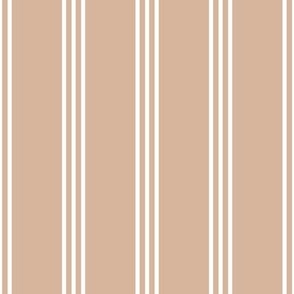 The Simple minimalist series - vertical tartan stripes boho style modern minimal strokes in pairs of three Scandinavian nursery white on beige latte camel 