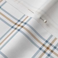 The Simple minimalist series - delicate tartan plaid design scandinavian checker print fresh blue beige on white  