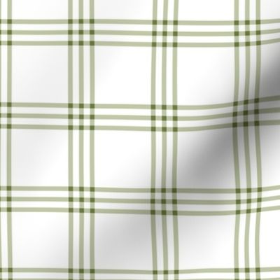 The Simple minimalist series - delicate tartan plaid design scandinavian checker print summer olive green on white  