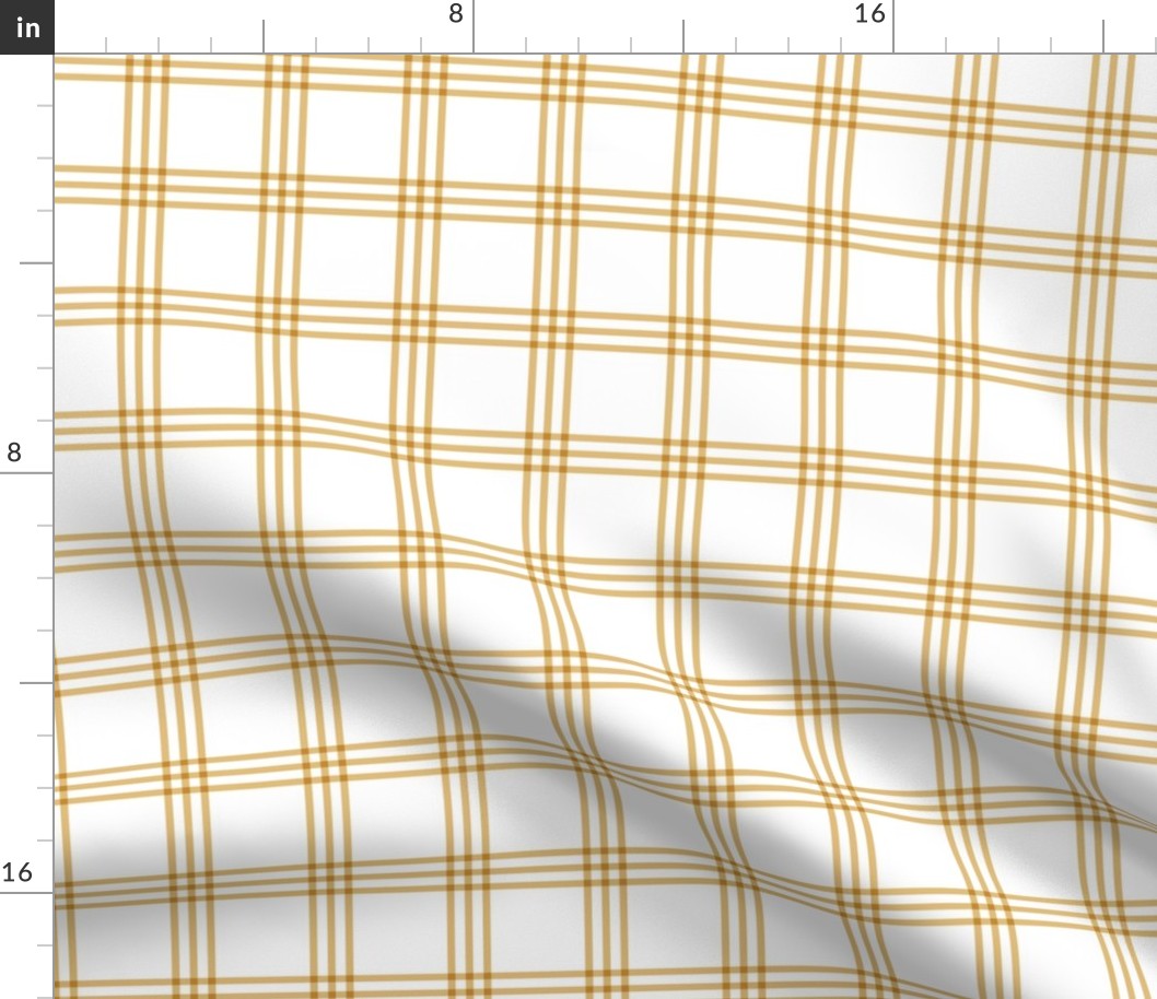 The Simple minimalist series - delicate tartan plaid design scandinavian checker print summer caramel beige on white  