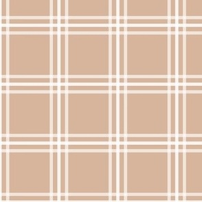 The Simple minimalist series - delicate tartan plaid design scandinavian checker print summer white on warm caramel beige 