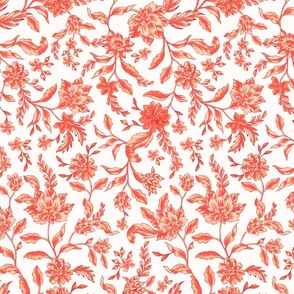 Coral Chintz Boho Floral