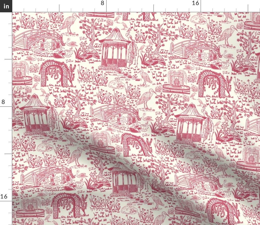 Garden Walk Toile De Jouy Red