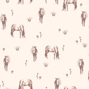 Horses in the Garden - Large - Pink