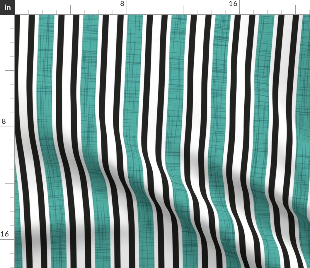 Normal scale // Caterpillar vertical stripes // black white and linen textured mint 