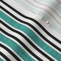 Small scale // Caterpillar vertical stripes // black white and linen textured mint 