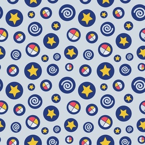 Bubbles with geometric shapes inside pattern