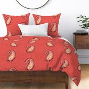 coral red paisley - large