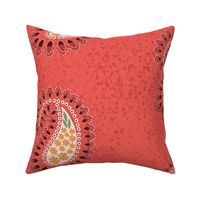 coral red paisley - large