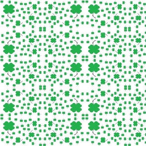 Green and Black Clover Grid on White