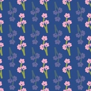 Matisse inspired small flowers - blue pink