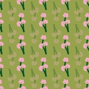 Matisse inspired small flowers - green pink