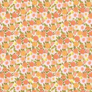 Boho Pink and Coral Flowers | Extra Small Version | Hand-Painted Pattern 