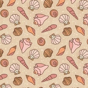 Scattered Shells in Pink & Brown (Small Scale)