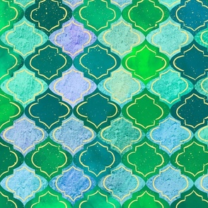 Arabesque Lantern Tiles - Bottle Green