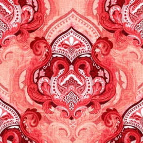 Textured Miranda Scarlet Damask Large Damask